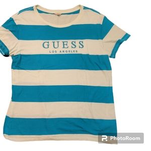 Guess Los Angeles Women's Royal Blue & White Striped Top size XS